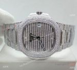 Swiss Grade Copy Patek Philippe Nautilus Jumbo Cal 324 Watch Stainless Steel Iced Out